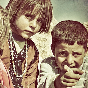 Curious bedouin children in Syria